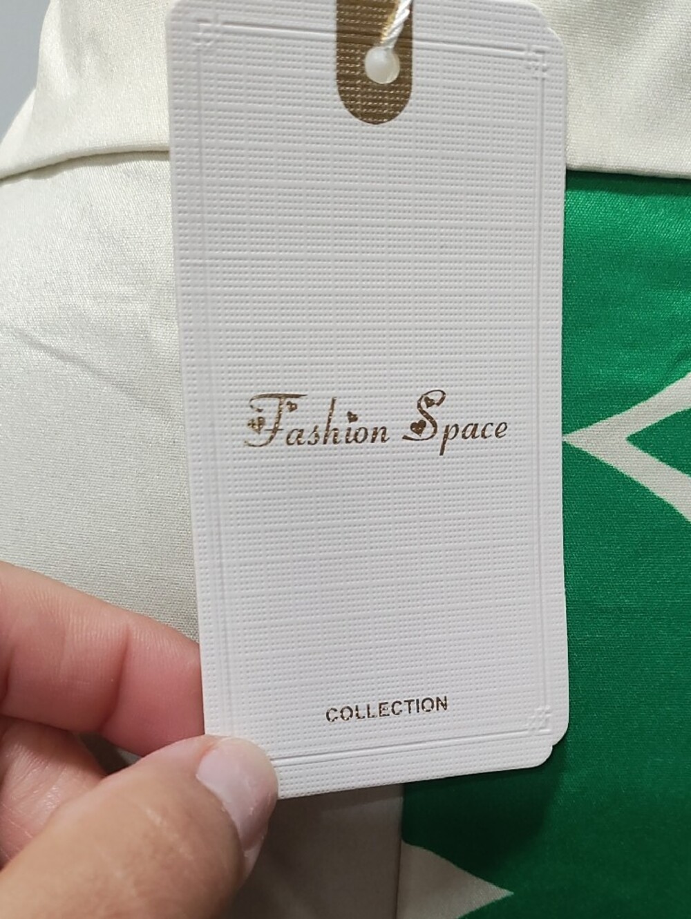 Cream and Green Two-Tone Button-Front Midi Dress - Picture 3 of 8